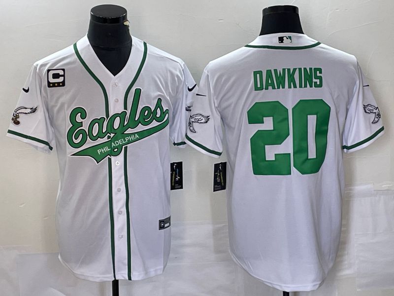 Men Philadelphia Eagles 20 Dawkins White Co Branding Game NFL Jersey style 6